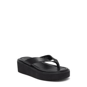 Stuart Weitzman Contempo Thong Toe Flatform Sandal Platform Wedge Black 9.5